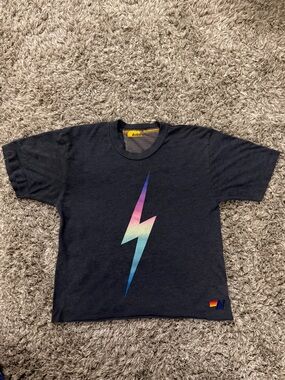 Aviator Nation BOLT BOYFRIEND TEE - RAINBOW PINK size S worn 2 times like new